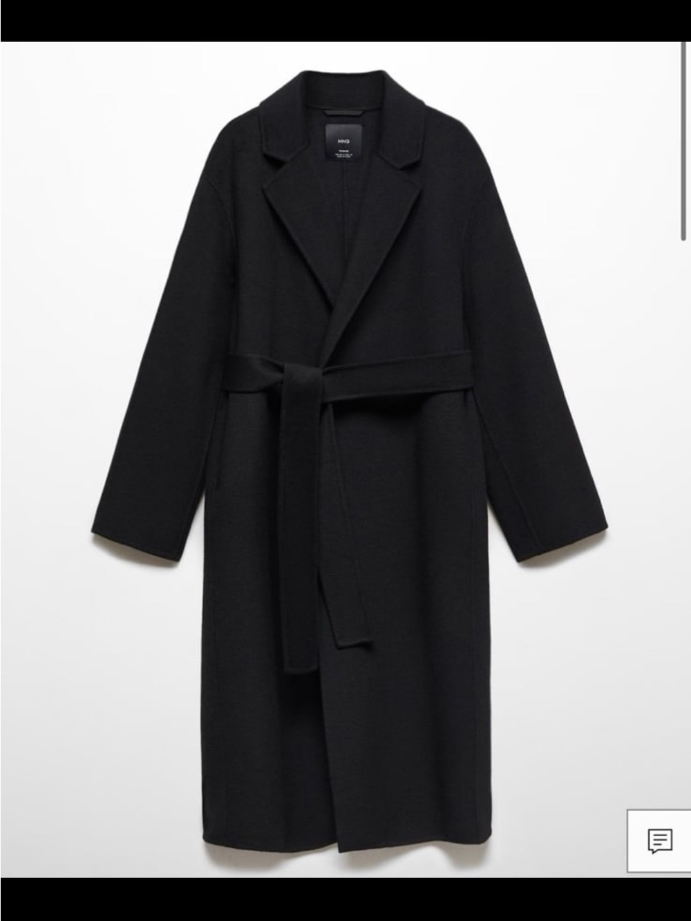 New Mango wool Black Belted Coat size XS - Picture 11 of 12